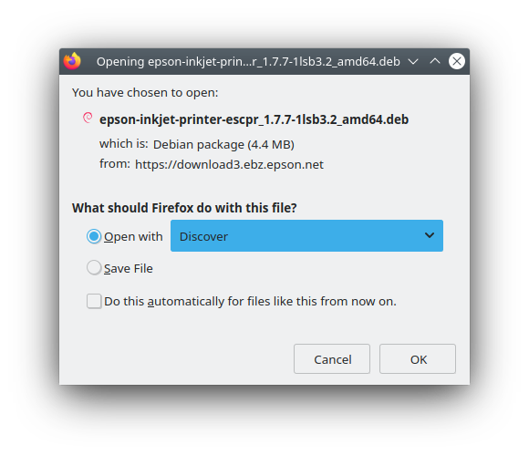 epson-inkjet-printer-escpr Driver KDE Neon Installation - Open with KDE Neon Discover