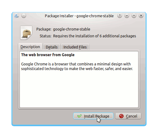 Installing Chrome Kubuntu by Package Manager 1