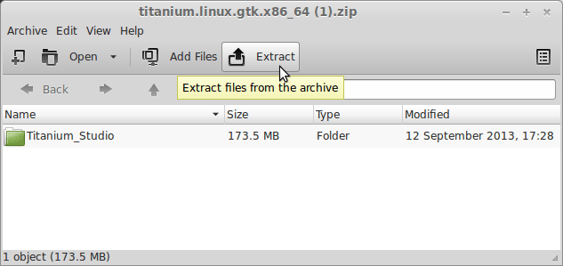 Install Appcelerator Titanium Fedora KDE4 - Extraction