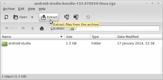 Install Android Studio IDE on openSUSE Tumbleweed Linux - Extraction