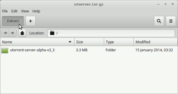 Install uTorrent on Linux Mint 18.2 - Extraction