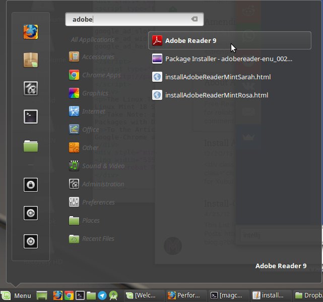 Install Adobe Acrobat Reader 9 for Linux Mint 18.2 Sonya 32/64-bit - Mate Open Terminal