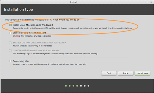 Install Linux Mint 17 Qiana Xfce on Top of Windows 8 - Installing Linux Mint alongside Windows 8