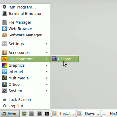 Linux Mint 14 Xfce Eclipse Launcher