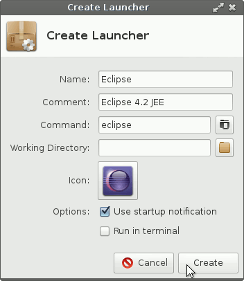 Xfce Launcher Creation Confirmation