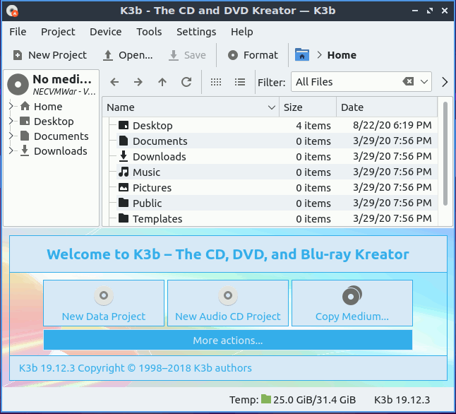 How to Burn ISO Image to CD/DVD Disk on KDE Neon 5.x Visual Guide - More actions