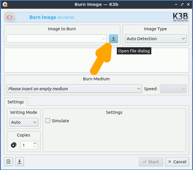 How to Burn ISO Image to CD/DVD Disk on KDE Neon 5.x Visual Guide - Browsing for ISO