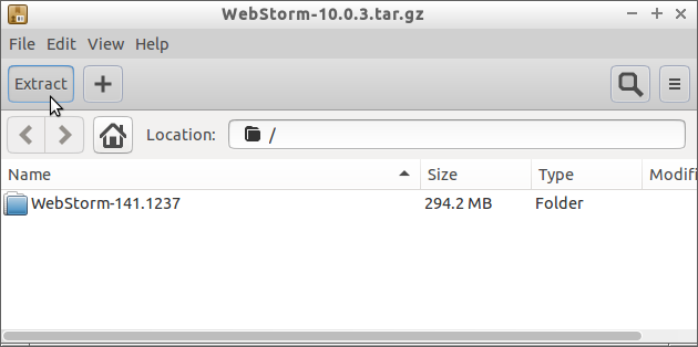 Linux Elementary OS WebStorm 10 Installation - Extraction