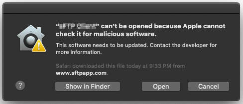 Mac Catalina App Can't be Opened because Apple Cannot Check it for Malicious Software Solution - Open