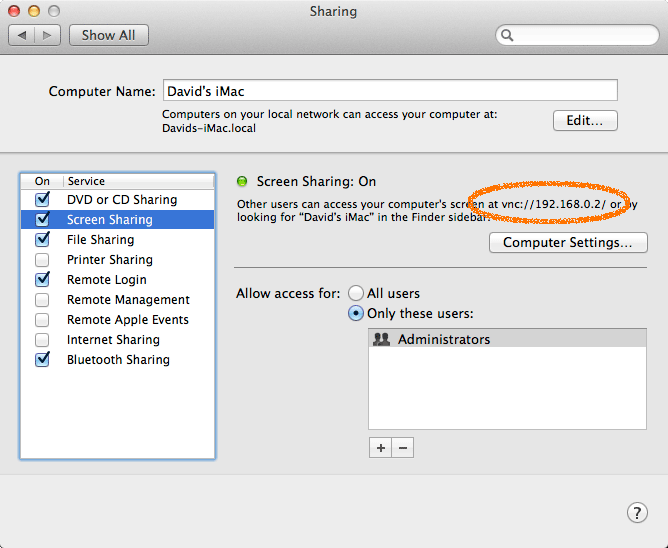 Linux to macOS Desktop Sharing Quick Start - get ip