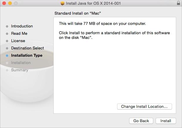 Installing Apple Java 6 for macOS 10.10 Yosemite - start installation