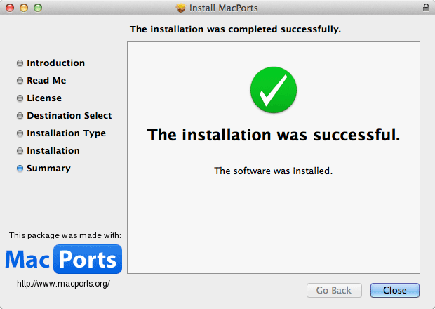 Install MacPorts Mac Mavericks 10.9 - MacPorts Installation Done