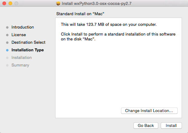 Installing wxPython for macOS Cocoa 10.9 Mavericks - Follow Wizard