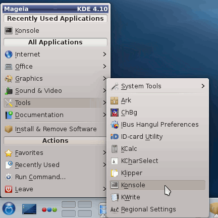 Linux Mageia 3 KDE Open Terminal