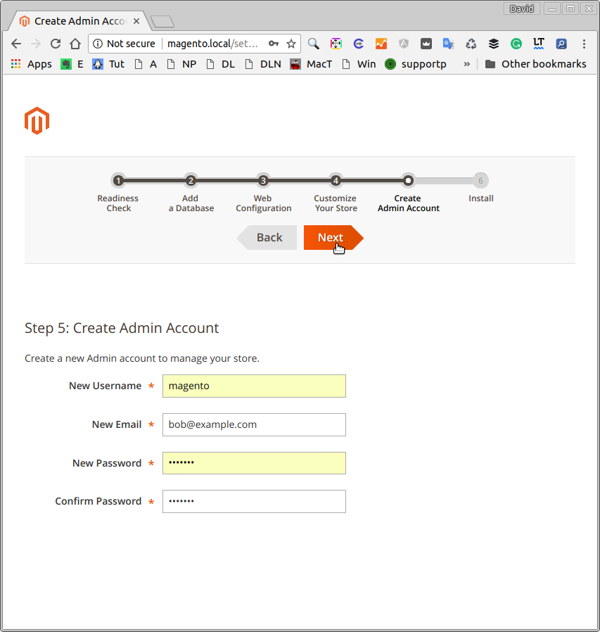 Magento 2 Ubuntu 16.04 Installation Guide - Create Admin Account