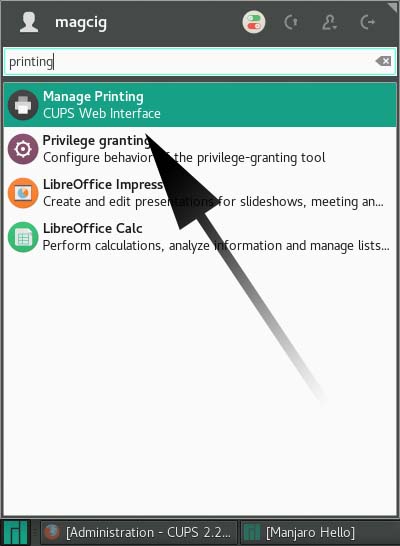 Manjaro Linux Add Printer Quick Start Guide - Printing Manager