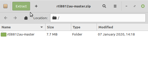 How to Install Realtek rtl8812BU Driver in Xubuntu 20.04 - Extraction
