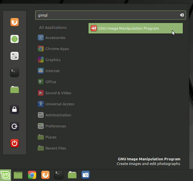 How to Install the Latest'The GIMP' 2.10 on Linux Mint 19 - Launcher