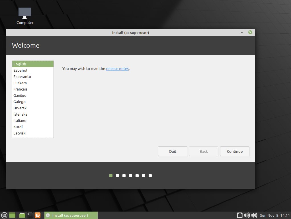 Install Linux Mint 20.x Mate on VMware Fusion - Language