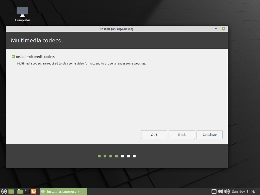 Step-by-step Linux Mint 20 Alongside Windows 11 Installation - Multimedia Codecs