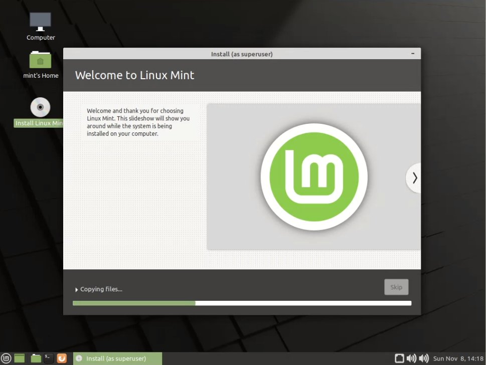 Linux Mint 20.x Mate Installing