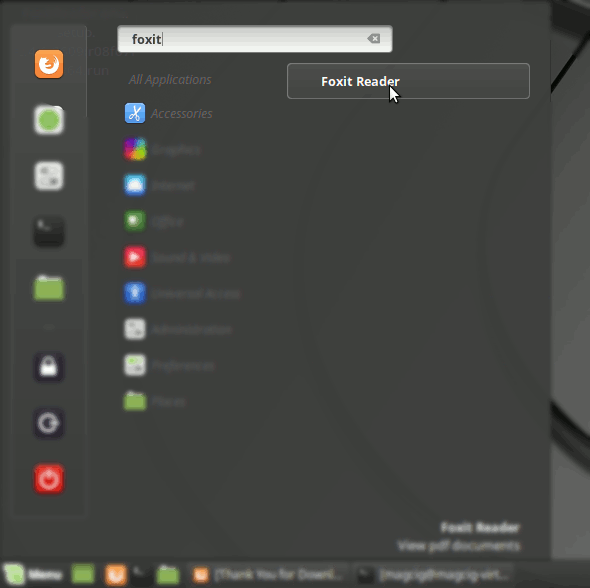 How to Install Foxit Reader on Linux Mint 18 - Launcher