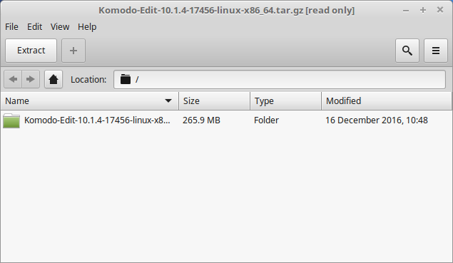 Install Komodo Edit Linux Mint 16 Petra 32/64-bit - Mate Komodo Extraction
