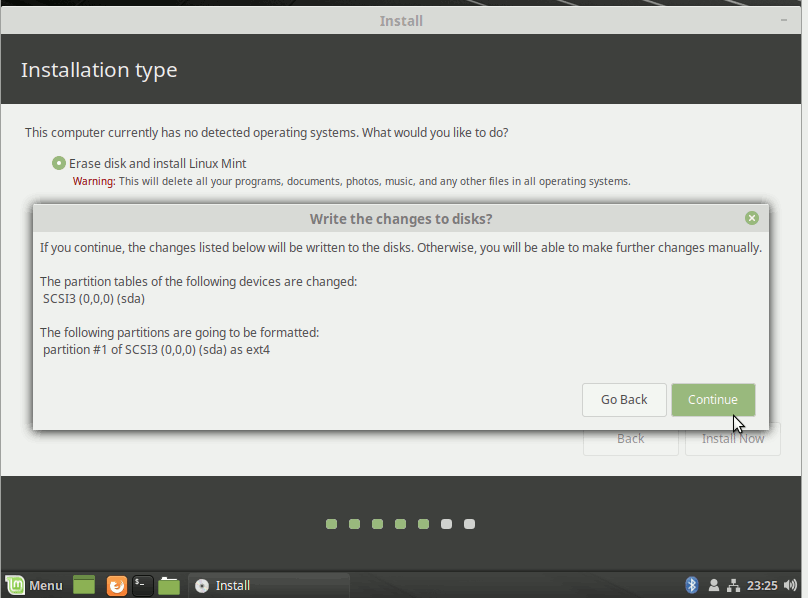 Install Linux Mint 19.x Cinnamon on VirtualBox - Formatting with LVM SetUp