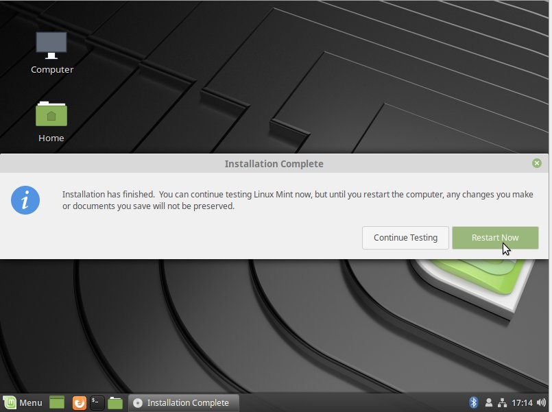 Install Linux Mint 19.x Cinnamon on Parallels - Success and Reboot