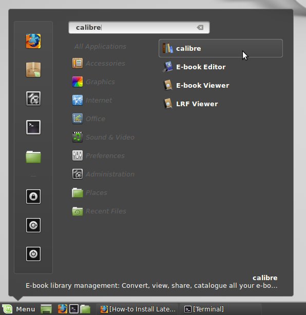 Installing Last Calibre on Linux Mint 19.x - Launcher