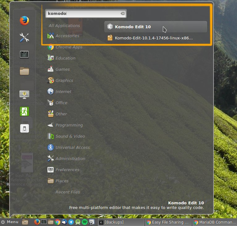 Install Komodo Edit Linux Mint 18 Sarah LTS 32/64-bit - Mate Start Komodo