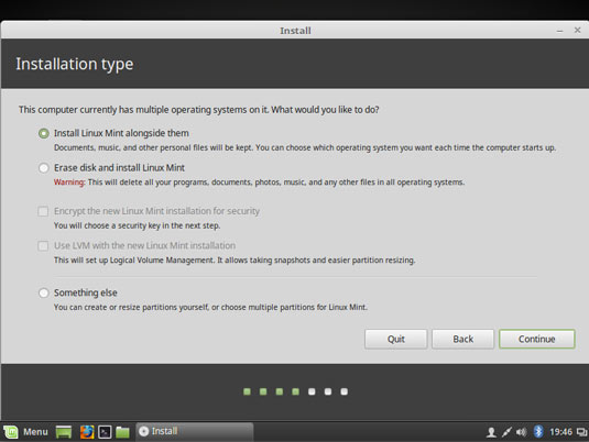 Install Linux Mint 18.1 Serena Mate Alongside Windows 10 - Preparing Installation to Hard Drive