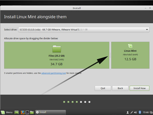 Step-by-step Linux Mint 20 Alongside Windows 11 Installation - Partitioning