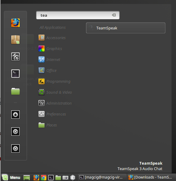 How to Quick Start with TeamSpeak on Linux Mint 18.x - Mint Cinnamon Launcher