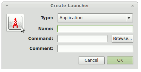 Linux Cinnamon Main Menu Create Launcher Select Icon