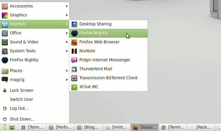 Linux Mint 13 Desktop with New Launcher