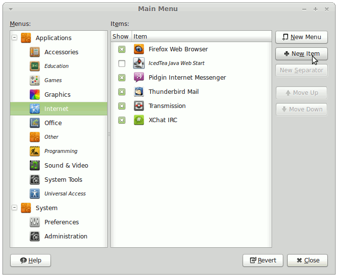 Linux Mint 13 Main Menu Add New Launcher