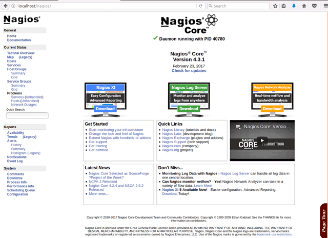 Nagios 4 Quick Start on Fedora - Nagios Web Interface