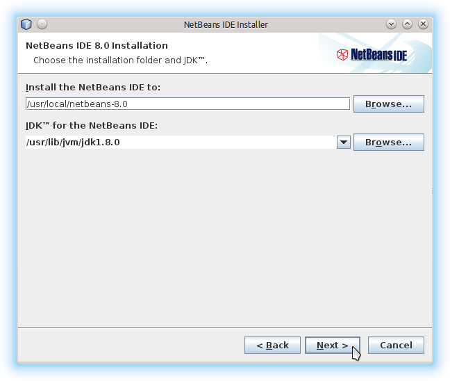 How to Install NetBeans on Fedora 24 - Set NetBeans and Jdk Location