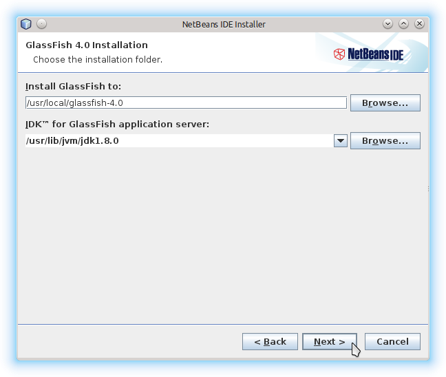 How to Install NetBeans on Fedora 24 - Glassfish 4 Paths