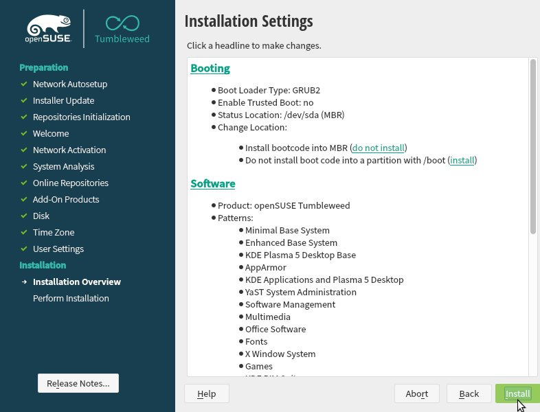 How to Install openSUSE Tumbleweed Virtual Machine on VirtualBox - Install