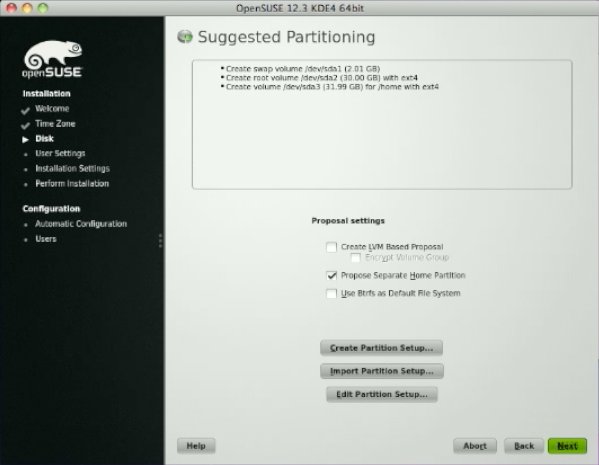 Install openSUSE 12.3 KDE on VMware Fusion 5 - 8c