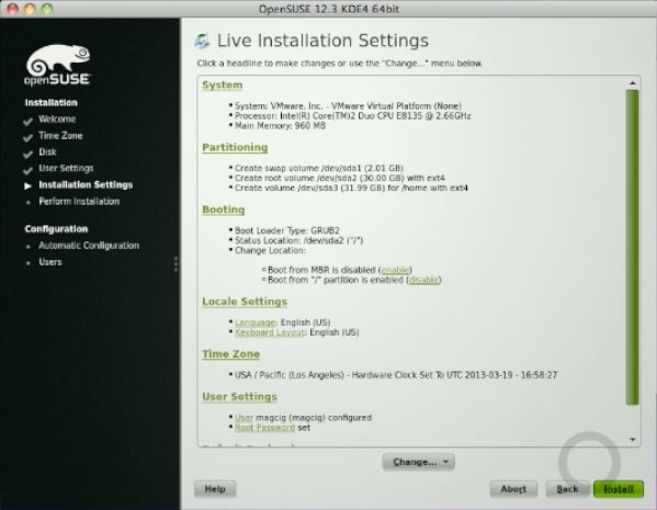 Install openSUSE 12.3 KDE on VMware Fusion 5 - 8e