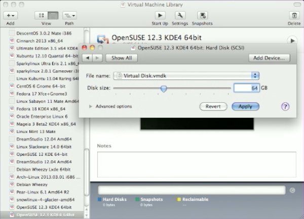 Linux PureOS 7.0 GNOME Installation VMware-Fusion 5 - Setting Hard-Disk Size
