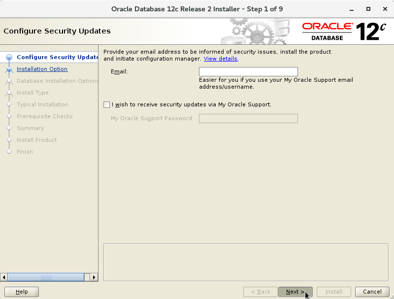 Oracle Database 12c R2 Installation for Red Hat Linux 7 Step 1 of 13