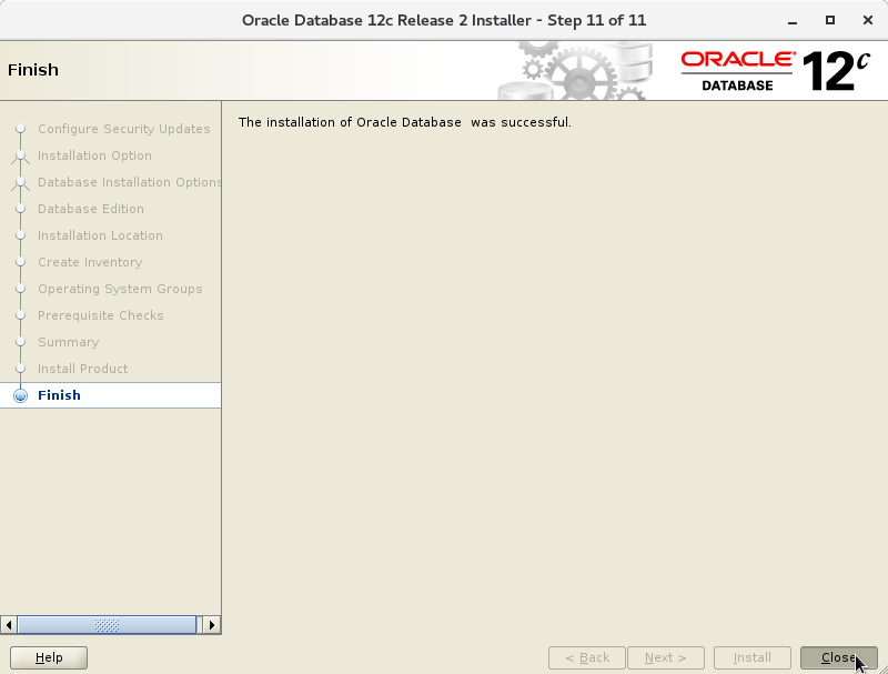 Oracle Database 12c R2 Installation for CentOS 6 Step 13 of 13