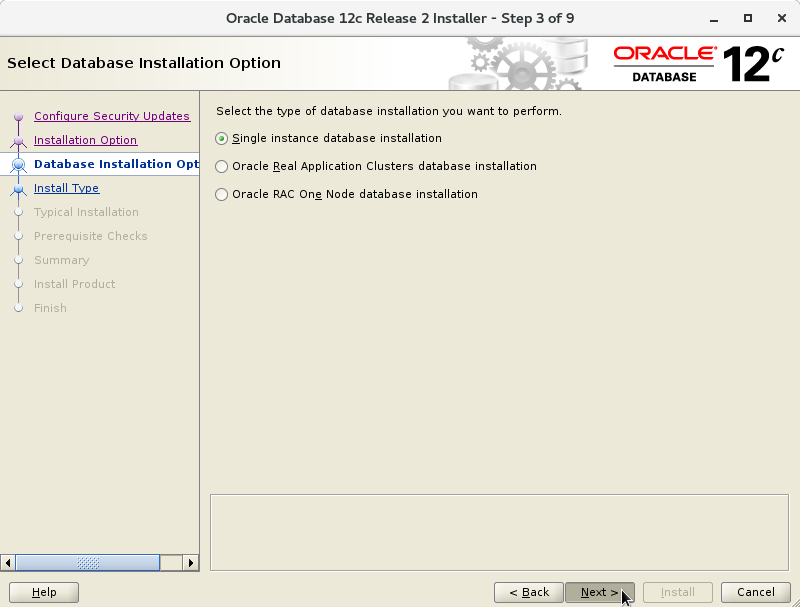 Oracle Database 12c R2 Installation for Red Hat Linux 7 Step 4 of 13