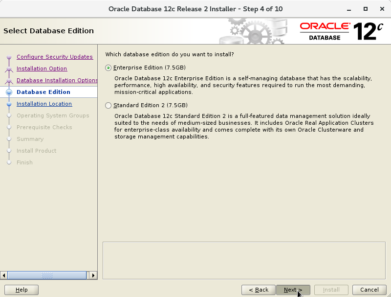 Oracle Database 12c R2 Installation for Ubuntu 17.10 Artful Step 5 of 13