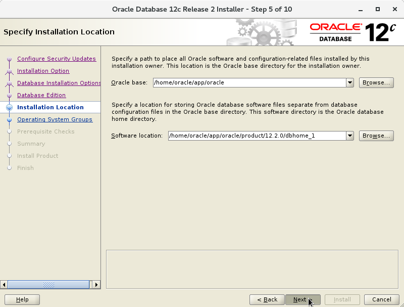 Oracle Database 12c R2 Installation for Red Hat Linux 6 Step 6 of 13