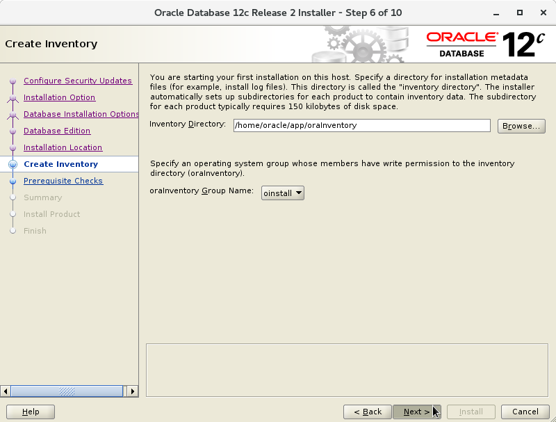 Oracle Database 12c R2 Installation for Ubuntu 19.04 Disco Step 7 of 13